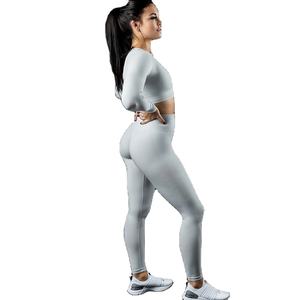 Hot Sale <b>Women</b> Gym <b>Tights</b> High Waist Sportswear Woman Leggings Mesh <b>Compression</b> Custom Logo Yoga Leggings Material Spandex - Product Image 2