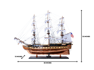 Impresionante Maqueta de Madera del USS Constitution con Base de Cobre y Técnica de Pintura para Decoración de Oficina u Hogar, 96.5Lx33Wx81.3H Cm - Product Image 6