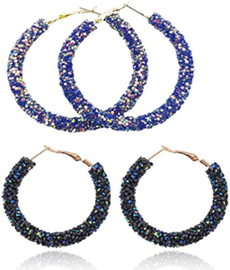 Boucles d'oreilles créoles multicolores en perles de rocaille, best-seller pour filles et femmes, design unique par MD HANDICRAFTS - Product Image 5