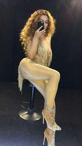 Leotardo con Flecos y Pedrería para Mujer, Traje Bordado para Baile, Discoteca, Fiesta, Actuación en Escenario, Body con Borlas, MOQ Bajo - Product Image 2