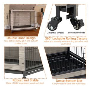 23 Inch Gray Heavy Duty Dog Crate Furniture Premium Pet Houses & Furniture - Product Image 3