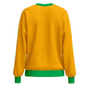 Sweat-shirts à col rond jaunes avec logo personnalisé et bordure verte, coupe classique, en molleton, style décontracté, couleur unie, manches longues - Product Image 2