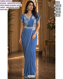 Sari traditionnel Midnight Grace pour les fêtes, avec propriétés anti-humidité et anti-plis - Product Image 2