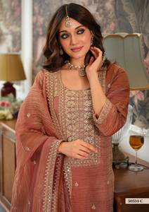 Designer Pakistani Salwar Kameez with Dupatta Set Premium Crush Tissue <b>Women</b> <b>kurta</b> Set for Special Occasion at Wholesale Price - Product Image 5