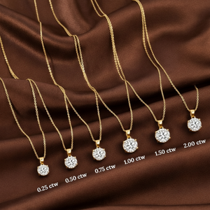 Pendentif délicat en or 14 carats, bijou raffiné orné de diamants ronds de laboratoire de 1,00 carat au total - Product Image 5