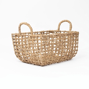 Cestas de almacenamiento de jacinto de agua, Juego de 2 cestas rectangulares de lavandería, OEM, diseño personalizado, tejido a mano de Vietnam, nuevo diseño Natural - Product Image 2