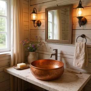 Évier en cuivre anti-fuite, design hygiénique, propriétés antibactériennes, résistant aux germes - Product Image 1