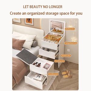 3-in-1 Makeup <b>Vanities</b> Small Dressing Table Set with Flip <b>Mirror</b> <b>Light</b> and 3 Drawers Visible Glass Tabletop and Storage Bench - Product Image 2