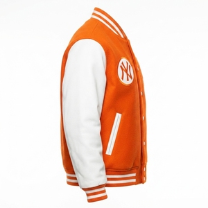 Blouson universitaire personnalisé en laine, polyester, coton et toile, doublé polaire, décontracté, pour l'hiver, avec logo frontal - Product Image 3