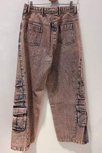 Pantalones anchos de mezclilla 100% algodón para hombre, estilo urbano, sexy, color liso marrón, vintage, lavado sucio, tejido personalizado - Product Image 4