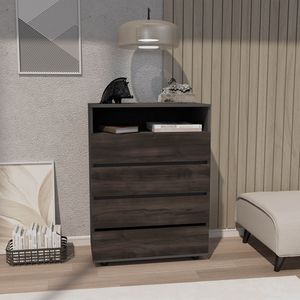 Alpine Modern Matt Grey <b>4</b>-<b>Drawer</b> Dresser with Spacious <b>Storage</b> and Stylish Handles - Product Image 1