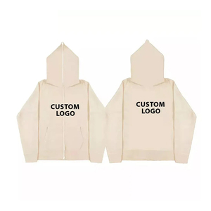 Custom Logo Men's Hooded <b>Zip</b>-<b>Up</b> Sweatshirt 100% Cotton Knitted Casual Solid Color Front Print Regular Fit Autumn Wear - Product Image 1