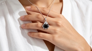 Art Palace Silver Plated Onyx Solitaire Pendant Vintage Style Unisex Jewelry Charm Bezel Setting Fashion Pendants - Product Image 2