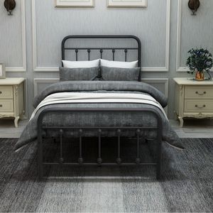 Letto matrimoniale con piattaforma in metallo NERO con testiera, non necessita di rete a molle - Product Image 3