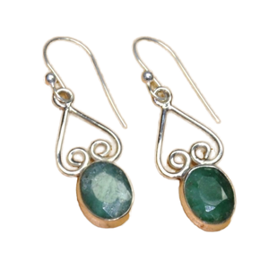 ตะขอต่างหูแบบห้อยอัญมณีมรกตแท้925แข็งเครื่องประดับเงินสเตอร์ลิงเครื่องประดับขายส่ง Casa de Plata - Product Image 1