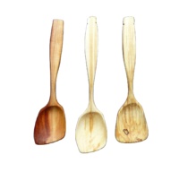 Ensemble de spatules en bois bicolores faites à la main de qualité supérieure, 3 pièces, cuillères de cuisine plates, antiadhésives, sûres pour la maison, outils de cuisine durables, directement du fabricant