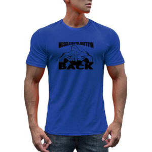 Men's Short Sleeve O-<b>Neck</b> Knitted Solid Color Casual Sporty Front Logo Quick Dry Regular Fit <b>Light</b> Blue T-Shirt - Product Image 5
