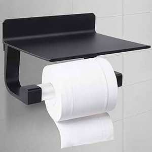 Porte-rouleau de papier toilette en métal, à fixer au mur, avec étagère, pour la salle de bain, porte-serviettes en papier mural - Product Image 1