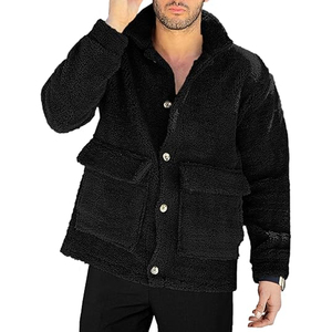 Men's Black <b>Fleece</b> <b>Jacket</b> Stand Collar Zipper Closure Casual Winter Wear 100% Wool Breathable Cotton <b>Lining</b> Regular Fit - Product Image 5