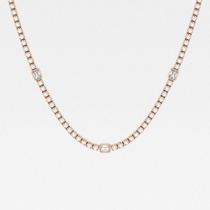 Collar de tenis con 9 1/2 quilates de diamantes radiantes cultivados en laboratorio, oro blanco de 14K, joyería de moda elegante y brillante - Product Image 4