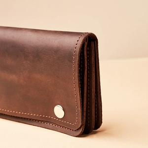 Custom Women's Genuine Leather Clutch Wallet Zipper Closure Personalized Long Travel Engraved <b>Purse</b> Eco-Friendly Linen Lining. - Product Image 2