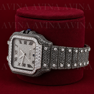Montre mécanique carrée de luxe pour homme, style hip-hop, résistante à l'eau, sertie de moissanite, bracelet en acier inoxydable de 20 mm, cadran en verre, date automatique - Product Image 2