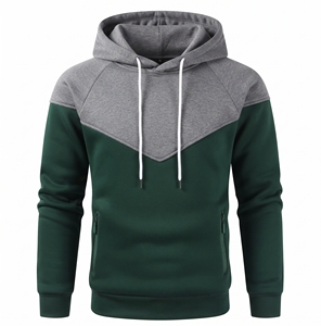 Sweat à capuche bicolore pour homme avec panneau en V sur la poitrine, manches contrastées, capuche à cordon réglable et poches latérales - Product Image 5