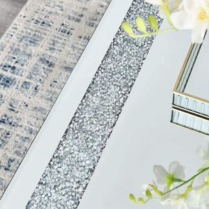 W 39.5\" X <b>D</b> 19.5\"X H 19.5\" 2-Layer Crystal Mirror Stainless Steel Frame Coffee <b>Table</b> for Offices Shops Living Rooms - Product Image 6