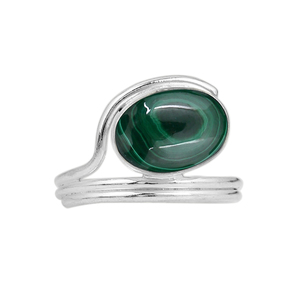 Bague Vintage Femme Gourik en Argent Sterling 925 avec Malachite Verte Polie et Sertie, Bijou Religieux Quotidien - Product Image 2