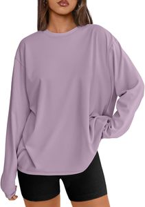 Camiseta de Punto de Manga Larga con Cuello Redondo para Mujer, Corte Regular Informal, Transpirable, Ecológica, de Secado Rápido, 100% Algodón - Product Image 4