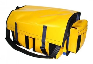 Yellow And Blue Multi-Pocket Tool Bag With Adjustable Straps And Organizer Pockets For Workshop Use - Product Image 5