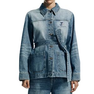Vestes en jean personnalisées pour femmes, manteaux en jean tendance, vêtements d'extérieur décontractés à manches longues boutonnés, OEM ODM, vente en gros - Product Image 1