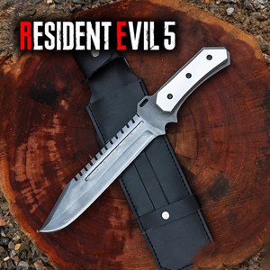 Couteau à lame fixe en acier inoxydable Resident Evil V Albert Wesker, pointe clip, qualité industrielle, fait main, objet de collection, cuir, OEM - Product Image 1