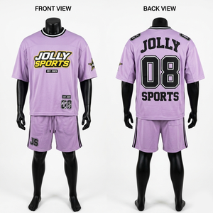 Mens Football Jersey Short <b>Set</b> GSM Quick Dry Mesh Fabric Pink Black Panel Custom Logo Uniform Football jersey short <b>set</b> for men' - Product Image 2