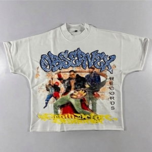 เสื้อยืดผู้ชายคุณภาพสูง ผ้าฝ้าย 100% สไตล์สตรีทแวร์ ลายกราฟิก ทรงโอเวอร์ไซส์ คอกลม ตัดขอบเรียบ พิมพ์ลายซิลค์สกรีน น้ำหนัก 300 กรัม ผ่านการซักแล้ว - Product Image 1