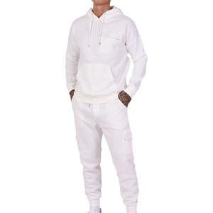 Ensemble de survêtement personnalisé blanc en molleton 100% coton pour homme, avec impression DTG et effet délavé à l'acide - Product Image 1