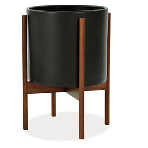 Pot de fleurs décoratif en métal galvanisé et bois pour intérieur/extérieur, avec support en bois naturel, pour la maison et le jardin. - Product Image 3