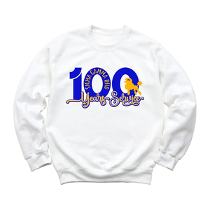 Sudadera de cuello redondo blanca para mujer, 100 años de servicio, estilo hermandad, de forro polar, informal, ropa griega, regalo de aniversario, personalizada - Product Image 1