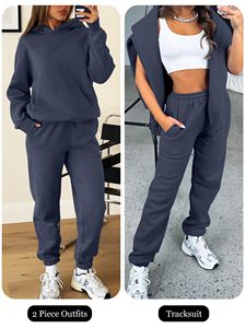 Conjunto de Sudadera Casual de Invierno para Mujer, Diseño de Última Moda, 100% Algodón, Personalizado, Regular, 2 Piezas, Transpirable - Product Image 4