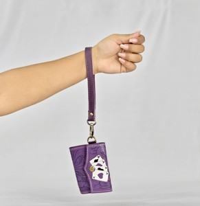 Monedero de Cuero Genuino Morado, Hecho a Mano, con Diseño de Ases, Cierre de Broche, Mini Cartera para Monedas, Unisex, Nuevo Estilo Creativo - Product Image 2