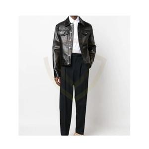 Chaqueta de Cuero de Oveja Genuina para Hombre, Chaqueta de Invierno, Corte Ajustado - Product Image 5