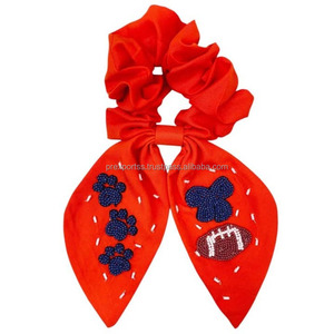 Coletero Personalizado Multicolor con Cuentas de Fútbol |   Pañuelo para el Cabello Ajustable, Ecológico y Hecho a Mano para Mujeres y Niñas, Ideal para Días de Partido - Product Image 1