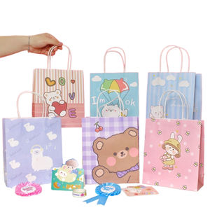 Bonita bolsa de regalo de papel Kraft con estampado de animales, ecológica, reutilizable, duradera para fiestas, embalaje de regalo, venta al por menor (18x8x21cm) -estilo 05 - Product Image 6