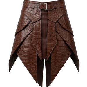 Men's Brown Leather <b>Gladiator</b> Kilt Renaissance Sexy <b>Costume</b> with Belt-Eco-Friendly - Product Image 1