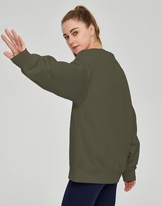 Sweat-shirt à col rond en molleton pour femme avec logo personnalisé, coupe ample, doux, surdimensionné, 100% coton, automne/hiver, décontracté - Product Image 5