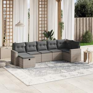 Conjunto de Sofás Modulares Grandes para Jardín, de Poliratán Gris y Acero, Muebles Modulares para Exteriores de Primera Calidad - Product Image 1