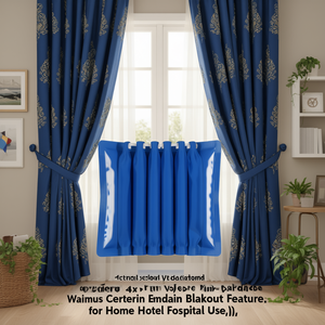 Modern 4x5 Feet Grommet Crush Polyester <b>Window</b> <b>Curtain</b> Pleated Embroidered Pattern Blackout Soft Durable All-Season Home Hotel - Product Image 3