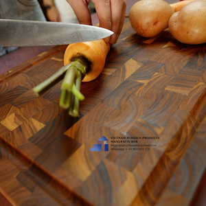 Article populaire : Planche à découper en bois d'acacia et de teck, fabriquée au Vietnam, écologique, antibactérienne, robuste, pour la cuisine - Product Image 5