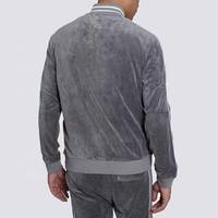 Ensemble 2 pièces de survêtement personnalisé avec fermeture éclair pour homme, avec passepoil et revers élastiques, veste et short unisexe en velours brodé et réfléchissant pour homme