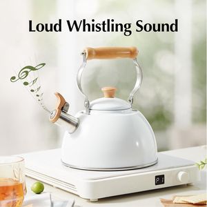 Bollitore da tè in acciaio inossidabile con manico ergonomico Cool Touch, teiera a fischio per piano cottura, per uso alimentare - Product Image 3